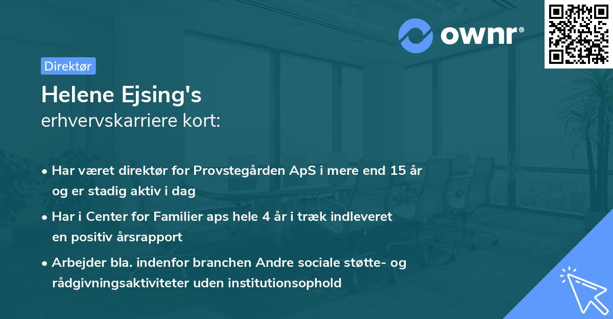 Helene Ejsing's erhvervskarriere kort