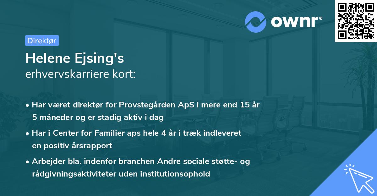 Helene Ejsing's erhvervskarriere kort