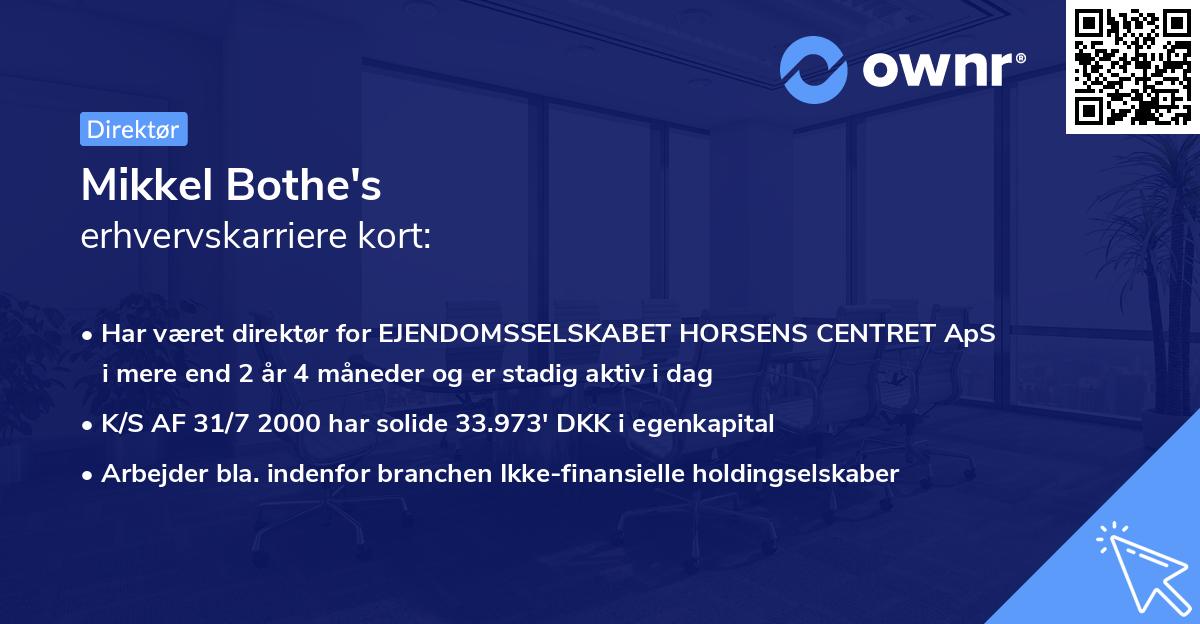 Mikkel Bothe's erhvervskarriere kort