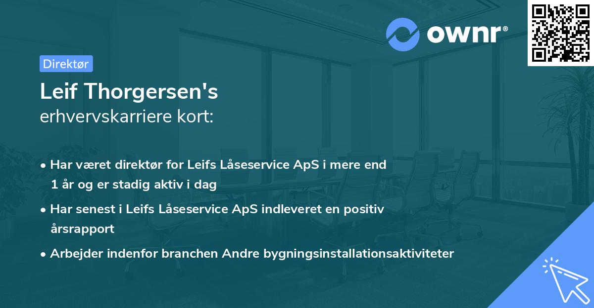 Leif Thorgersen's erhvervskarriere kort