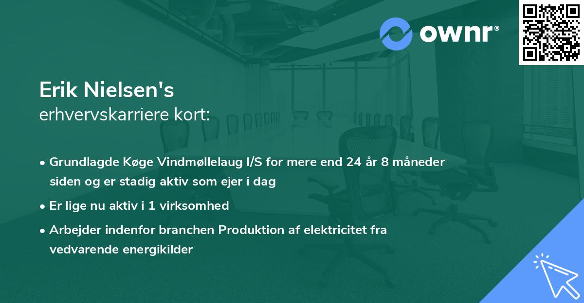 Erik Nielsen's erhvervskarriere kort