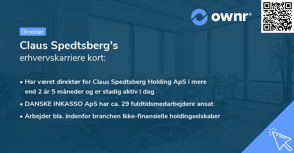 Claus Spedtsberg's erhvervskarriere kort