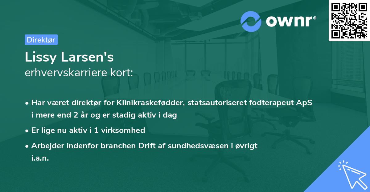Lissy Larsen's erhvervskarriere kort