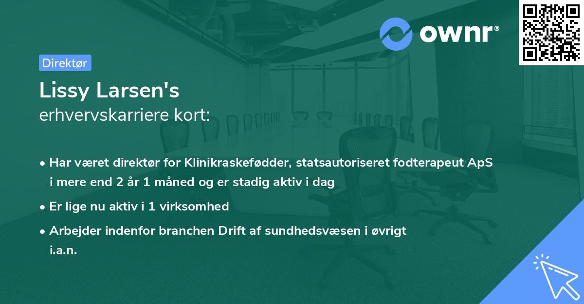 Lissy Larsen's erhvervskarriere kort