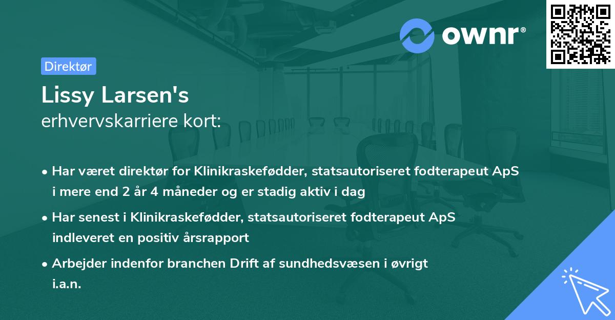 Lissy Larsen's erhvervskarriere kort