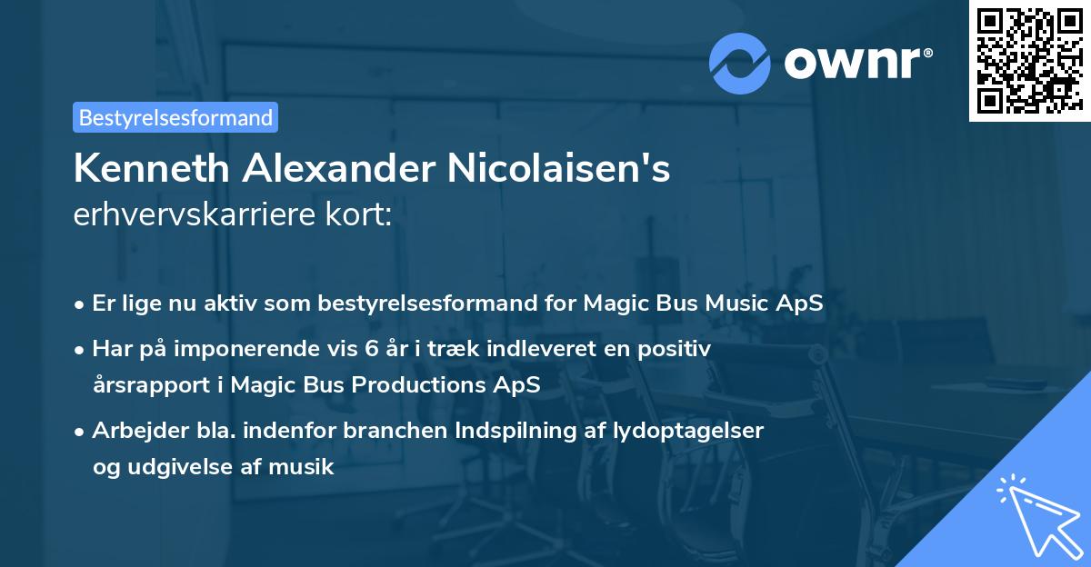 Kenneth Alexander Nicolaisen's erhvervskarriere kort