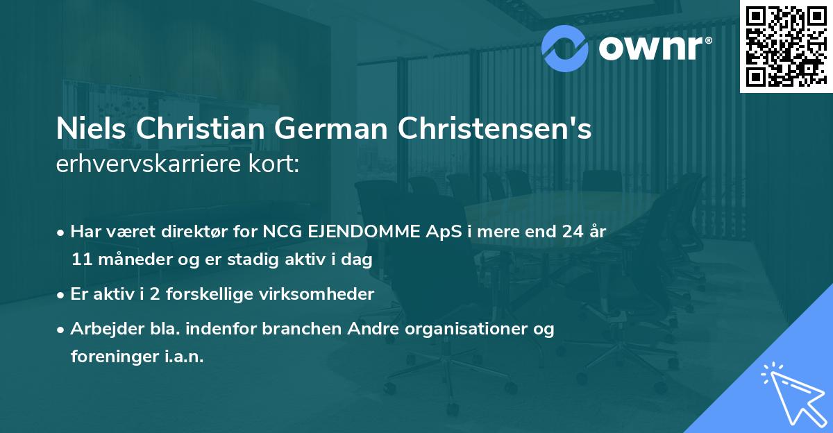 Niels Christian German Christensen's erhvervskarriere kort