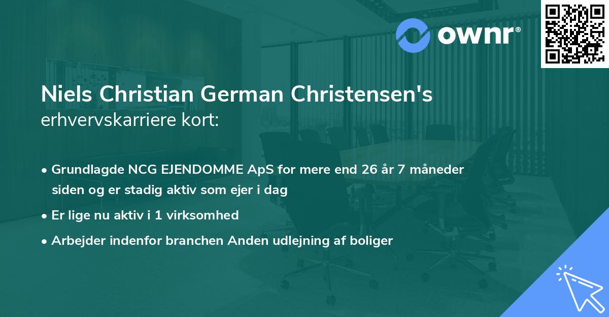Niels Christian German Christensen's erhvervskarriere kort