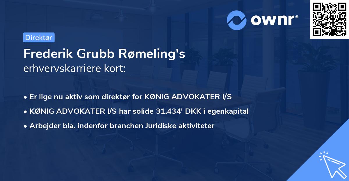 Frederik Grubb Rømeling's erhvervskarriere kort
