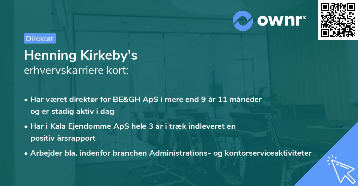 Henning Kirkeby's erhvervskarriere kort
