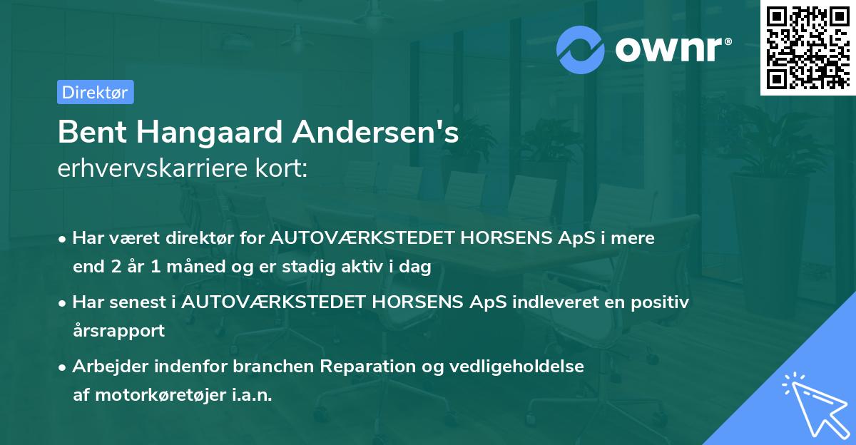 Bent Hangaard Andersen's erhvervskarriere kort