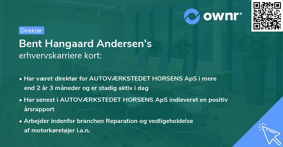 Bent Hangaard Andersen's erhvervskarriere kort