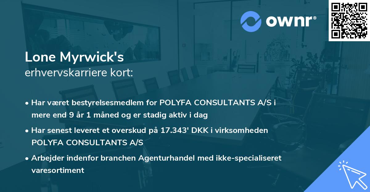 Lone Myrwick's erhvervskarriere kort