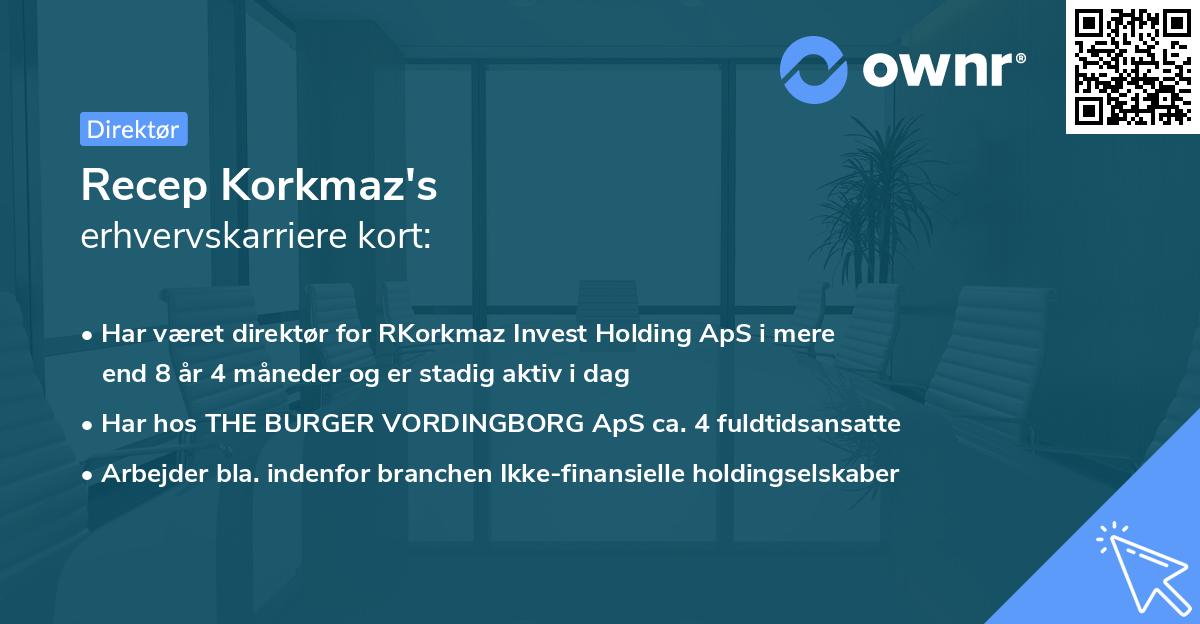 Recep Korkmaz's erhvervskarriere kort