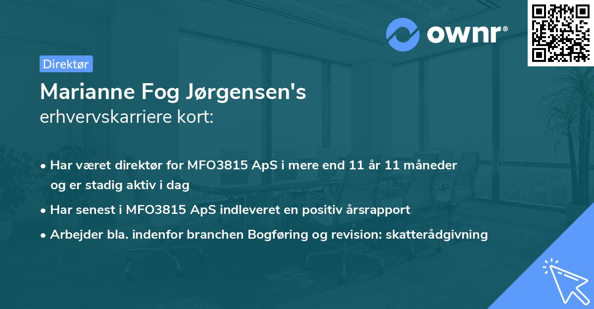 Marianne Fog Jørgensen's erhvervskarriere kort