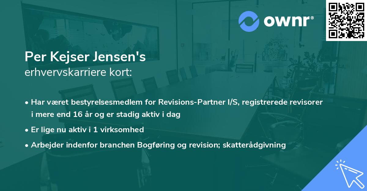 Per Kejser Jensen's erhvervskarriere kort