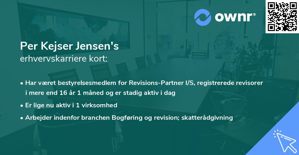 Per Kejser Jensen's erhvervskarriere kort