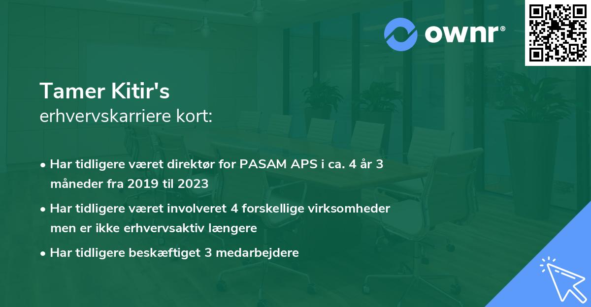 Tamer Kitir's erhvervskarriere kort