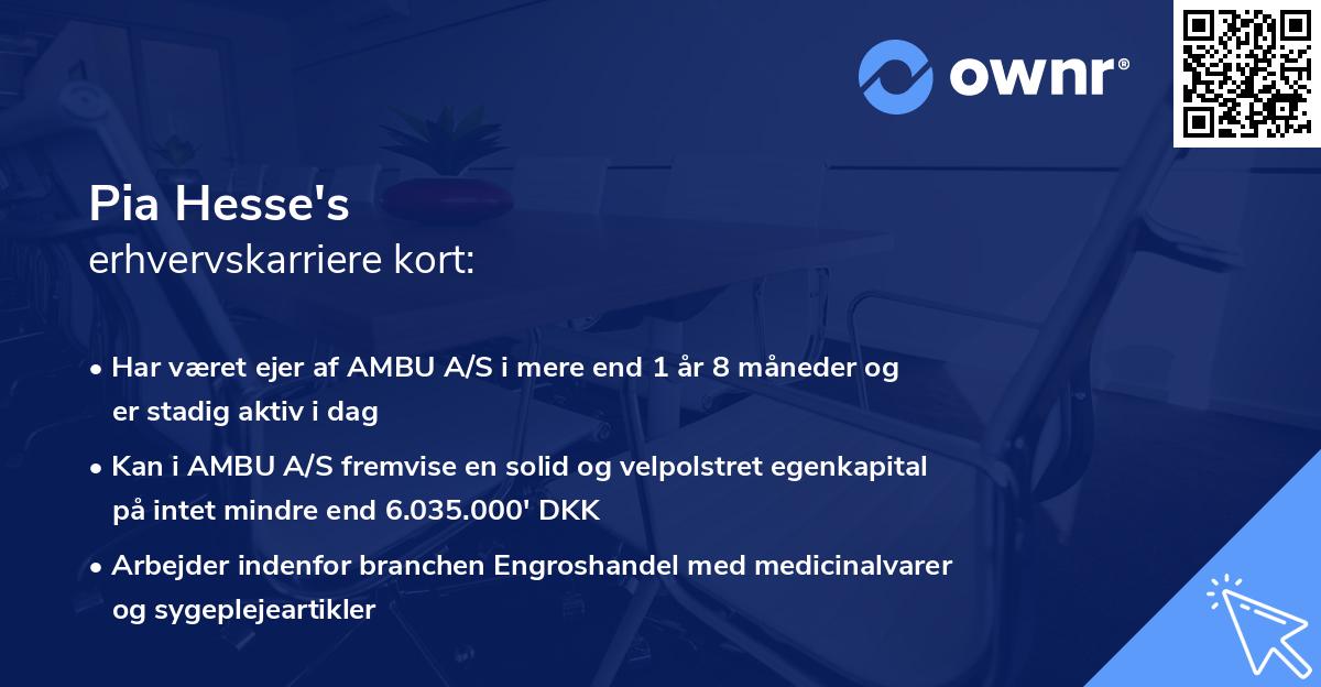 Pia Hesse's erhvervskarriere kort
