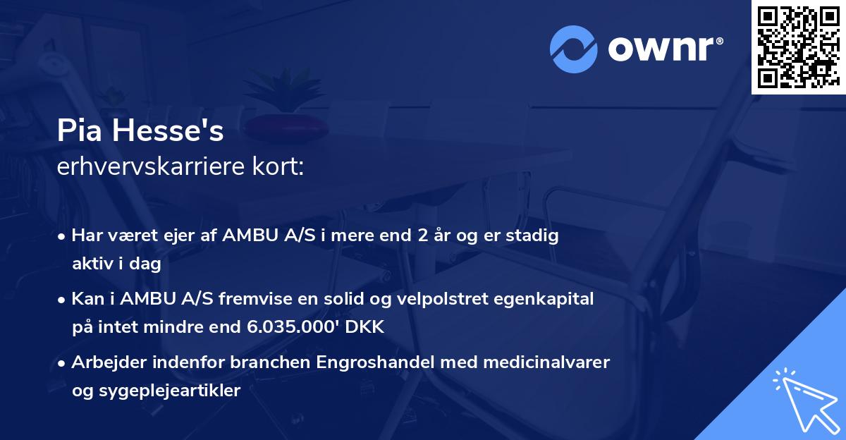 Pia Hesse's erhvervskarriere kort