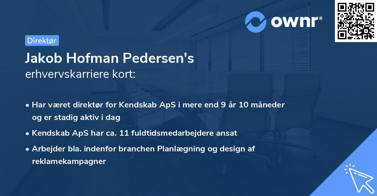 Jakob Hofman Pedersen's erhvervskarriere kort