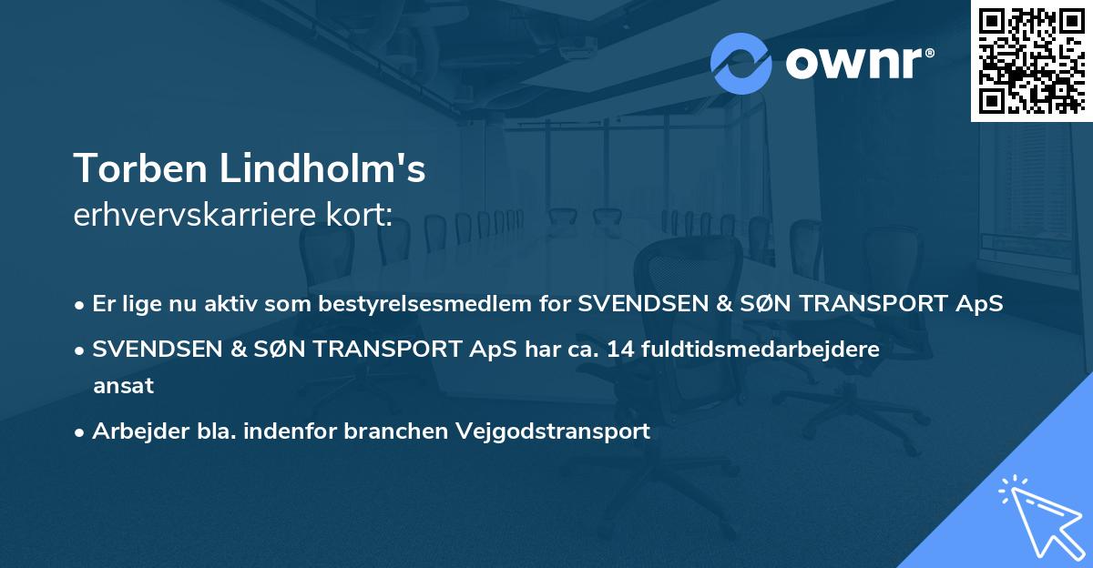Torben Lindholm's erhvervskarriere kort