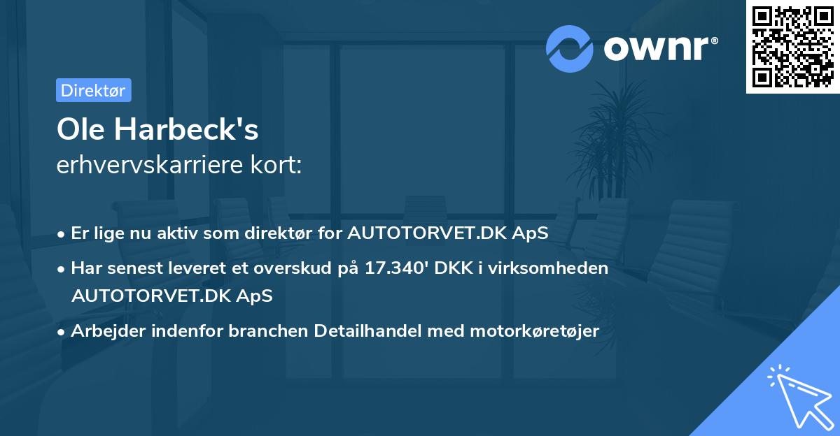 Ole Harbeck's erhvervskarriere kort