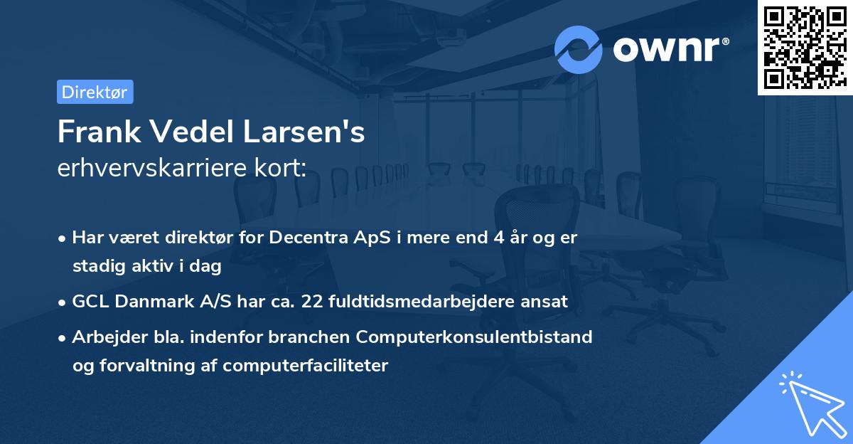 Frank Vedel Larsen's erhvervskarriere kort