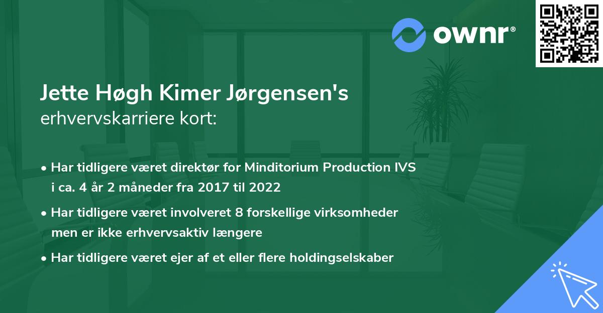 Jette Høgh Kimer Jørgensen's erhvervskarriere kort