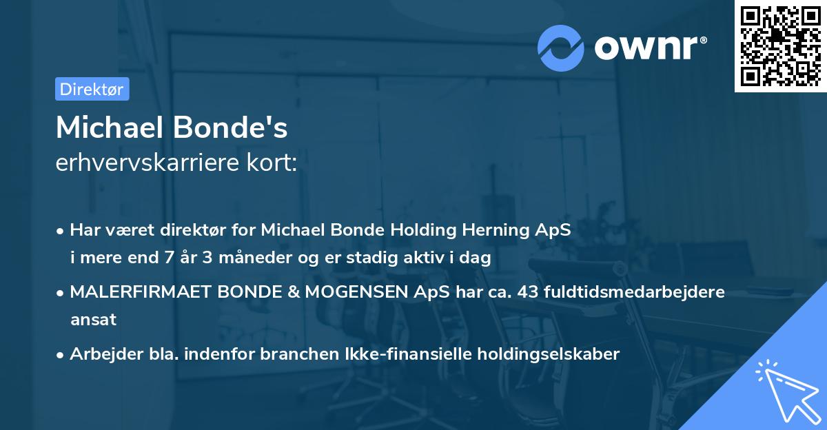 Michael Bonde's erhvervskarriere kort