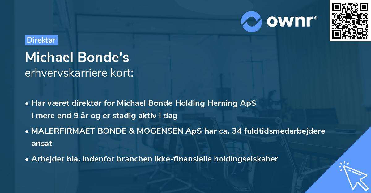 Michael Bonde's erhvervskarriere kort