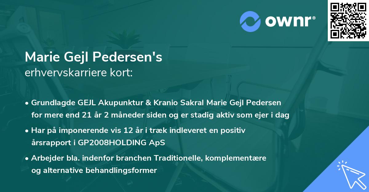 Marie Gejl Pedersen's erhvervskarriere kort
