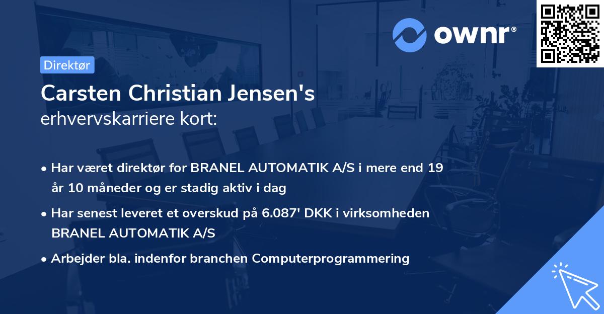 Carsten Christian Jensen's erhvervskarriere kort
