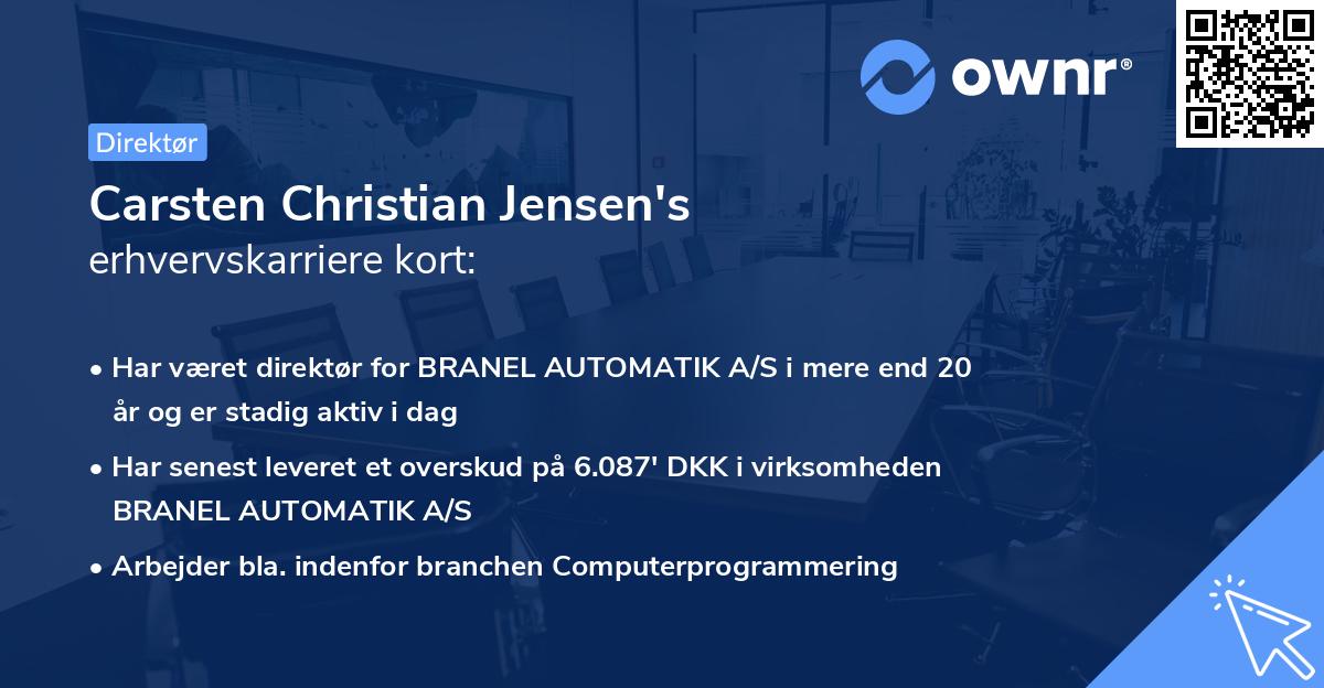 Carsten Christian Jensen's erhvervskarriere kort