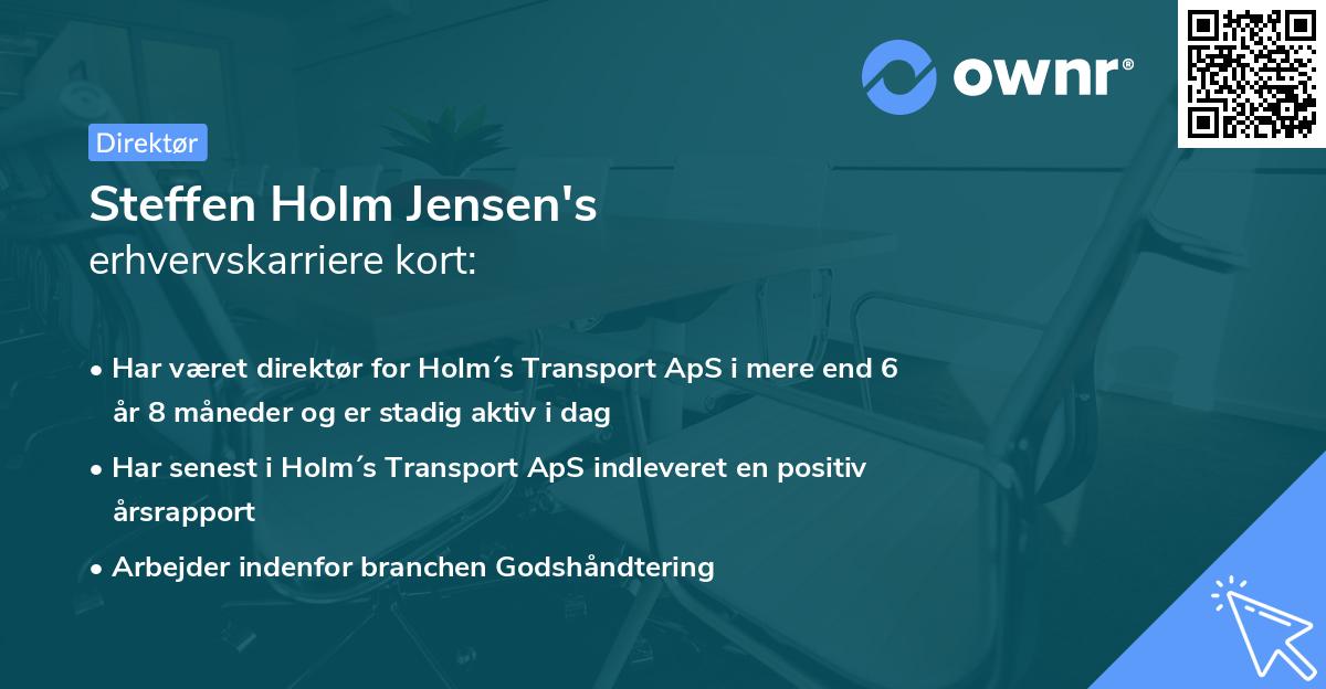 Steffen Holm Jensen's erhvervskarriere kort