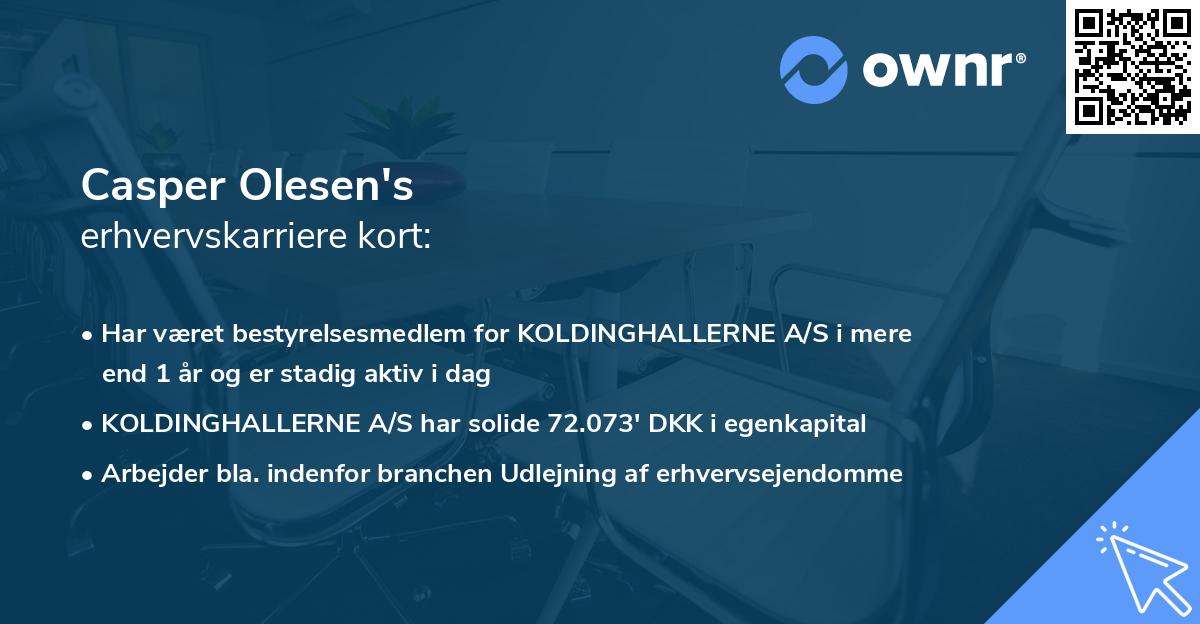 Casper Olesen's erhvervskarriere kort