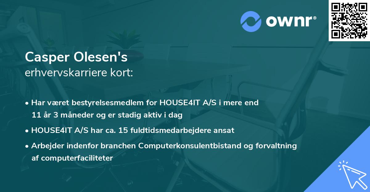 Casper Olesen's erhvervskarriere kort