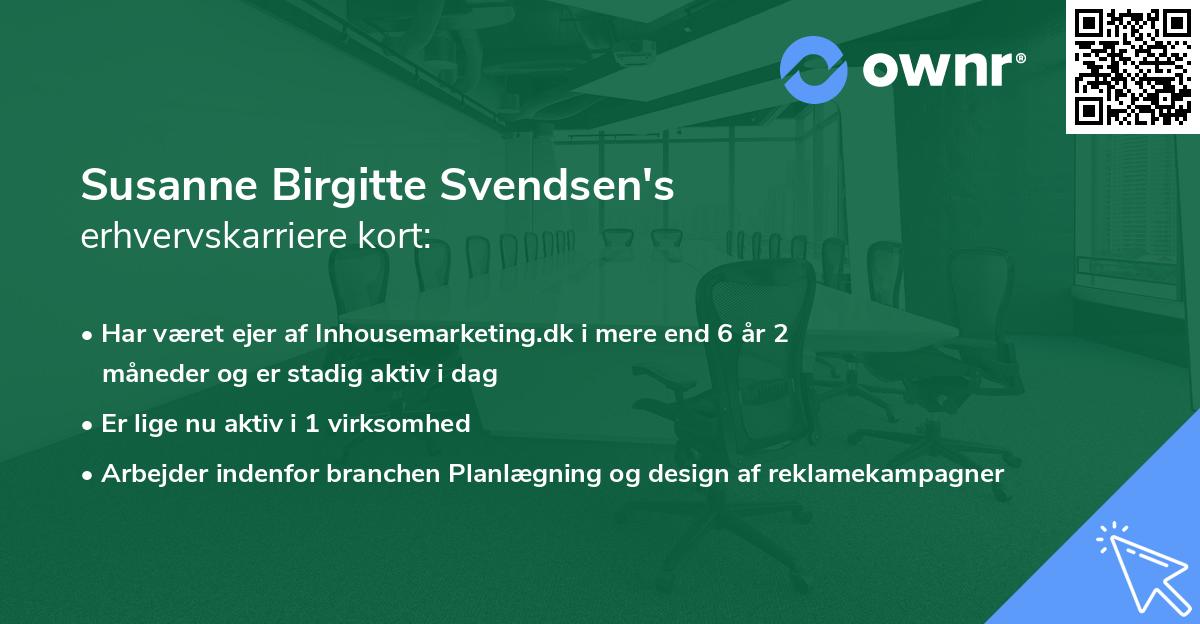 Susanne Birgitte Svendsen's erhvervskarriere kort
