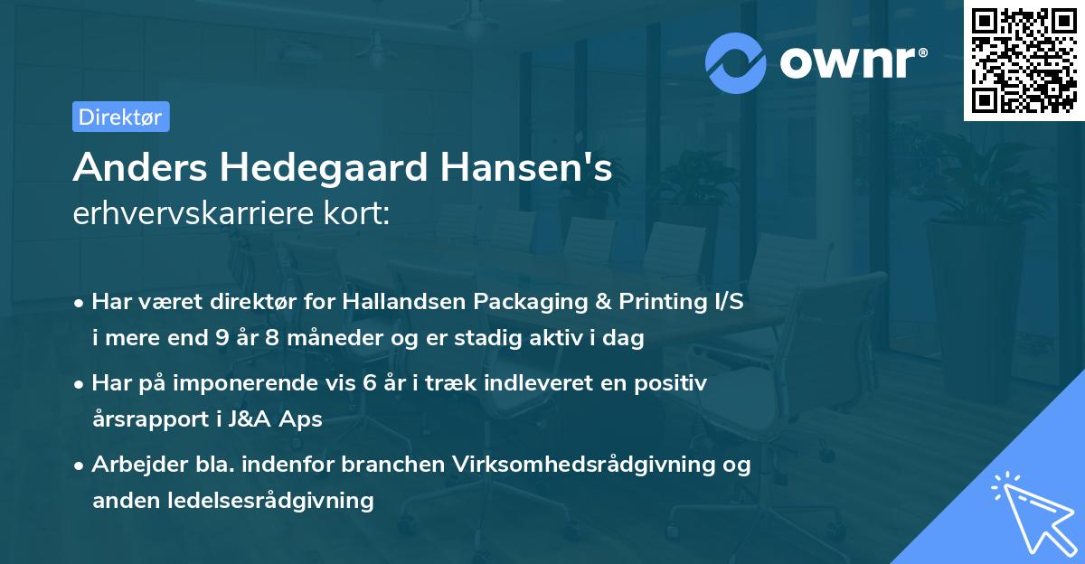Anders Hedegaard Hansen's erhvervskarriere kort