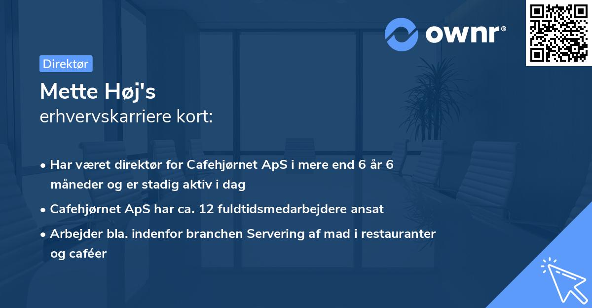 Mette Høj's erhvervskarriere kort