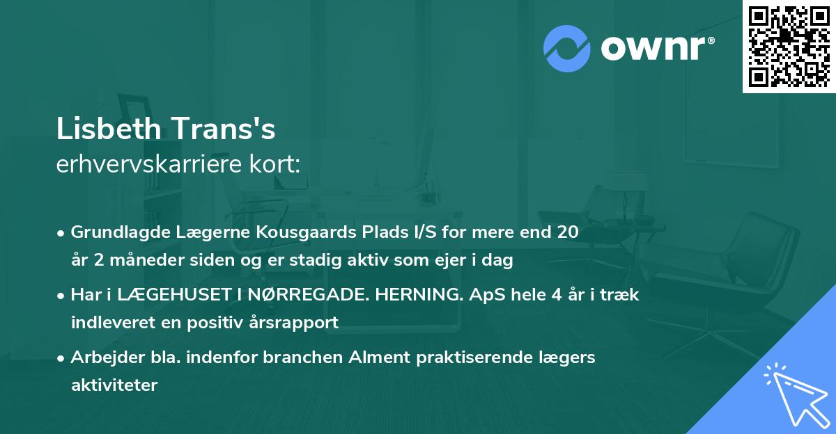 Lisbeth Trans's erhvervskarriere kort