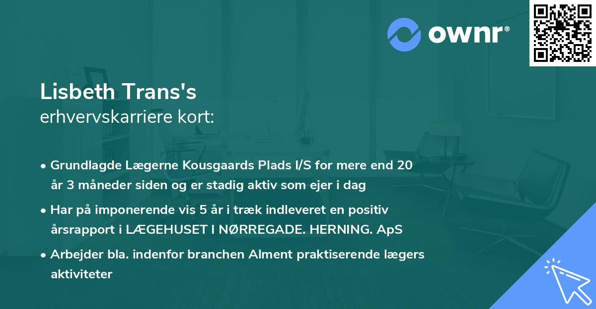 Lisbeth Trans's erhvervskarriere kort