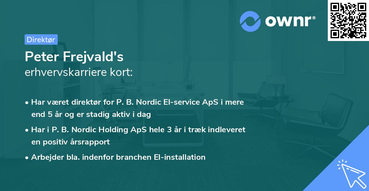 Peter Frejvald's erhvervskarriere kort