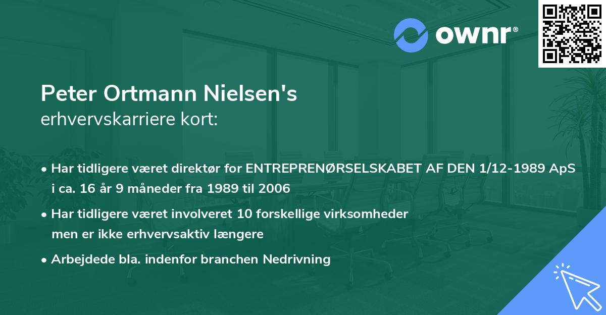 Peter Ortmann Nielsen's erhvervskarriere kort