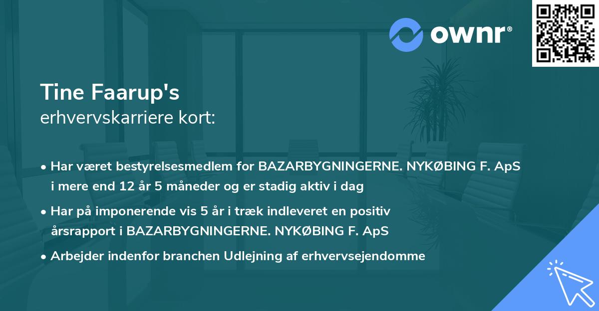 Tine Faarup's erhvervskarriere kort