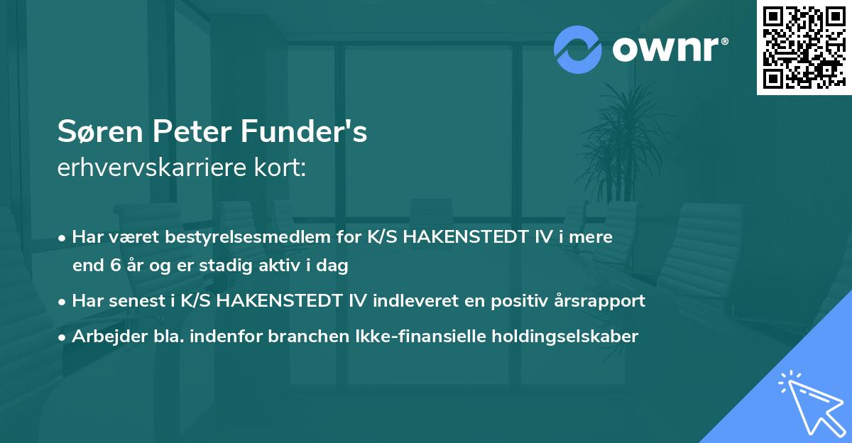 Søren Peter Funder's erhvervskarriere kort