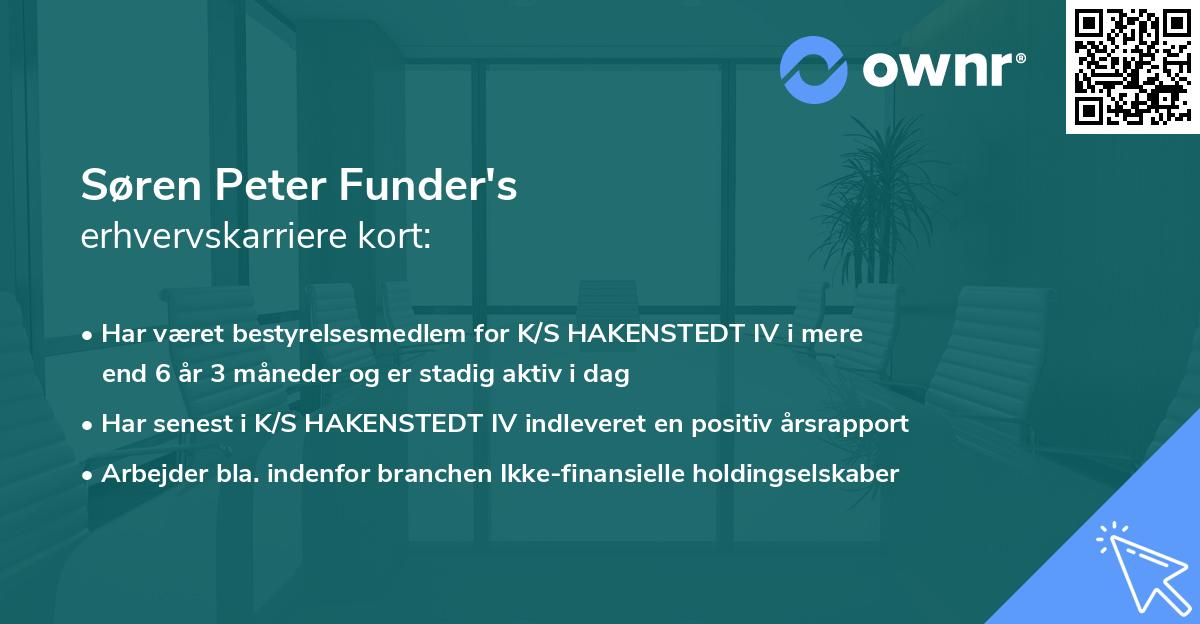 Søren Peter Funder's erhvervskarriere kort
