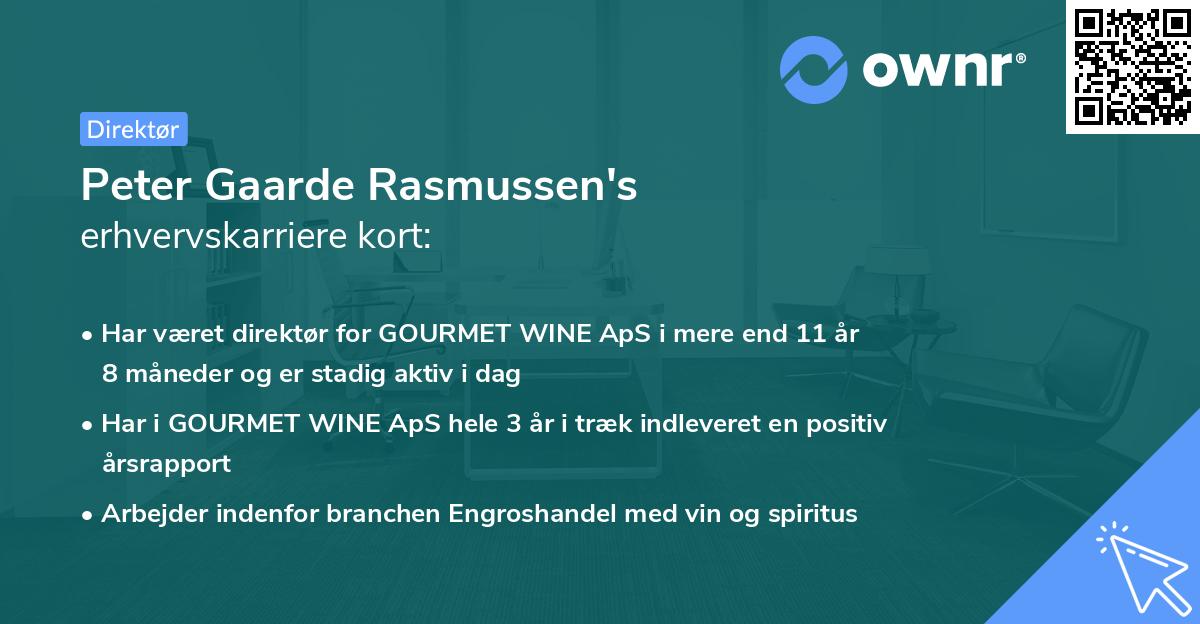 Peter Gaarde Rasmussen's erhvervskarriere kort
