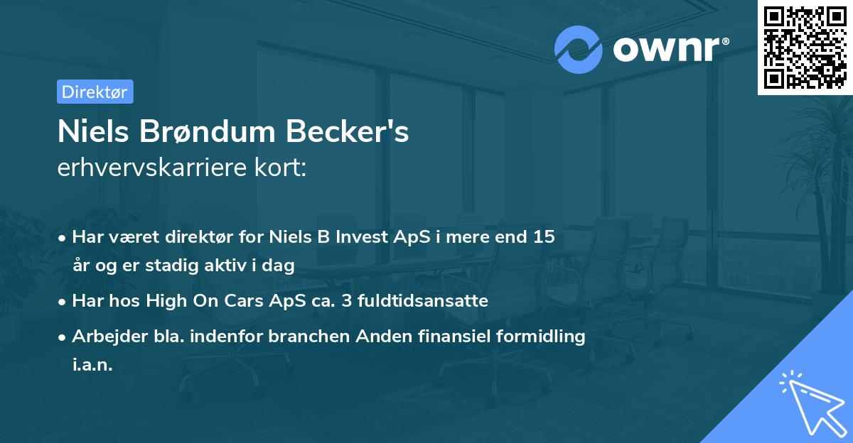 Niels Brøndum Becker's erhvervskarriere kort