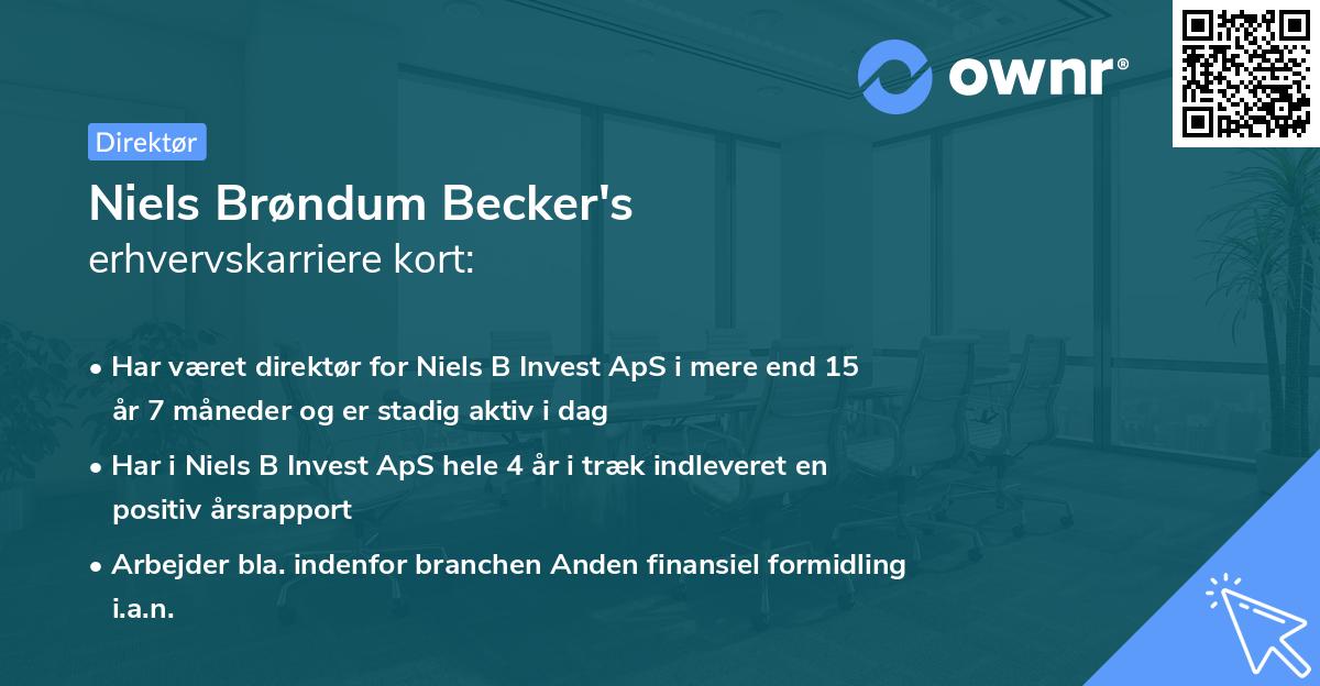 Niels Brøndum Becker's erhvervskarriere kort